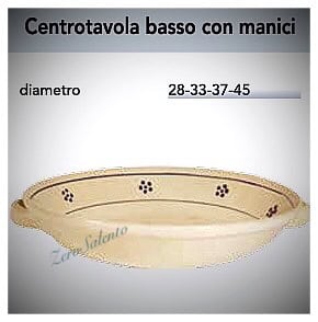 Centrotavola basso con manici Porta Frutta in Terracotta – Ceramica decoro Stelle Salento