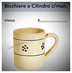 BICCHIERE con manico in Terracotta – Ceramica decoro Stelle Salentino