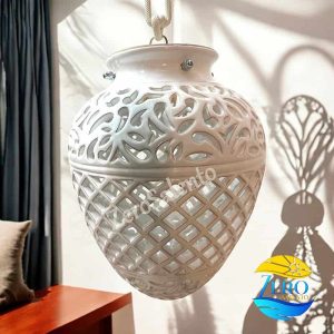 Lampada Pigna a soffitto in ceramica intagliato Bianco TERIL124