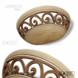 Lampada applique a mezzaluna colore Bianco Antico e naturale in Terracotta TERIL17