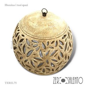Lampadario a soffitto in terracotta a palla anticato intagliato TERIL75