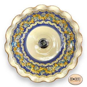 Lampadario in terracotta con bordi ondulati decoro floreale TERIL108