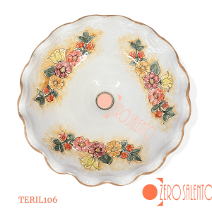 Lampadario in terracotta con bordi ondulati dipinto a mano TERIL106