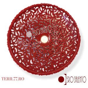 Lampadario a soffitto in ceramica Rosso intaglio a volute TERIL77.RO