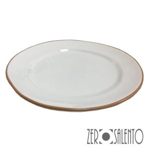 Piatto piano “DEFORME’ ” in Terracotta con bordo irregolare Bianco