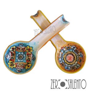 Posacucchiaio tondo in Terracotta dipinto a mano