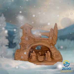 Presepe di Natale Capanna in Terracotta naturale con Sacra Famiglia T.051