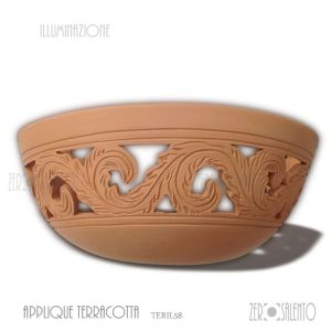 Lampada applique a mezzaluna traforata in terracotta a parete TERIL08