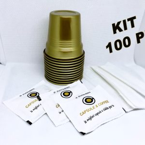 Kit accessori – 100 bicchierini caffè, 50 bustine zucchero, 50 palette